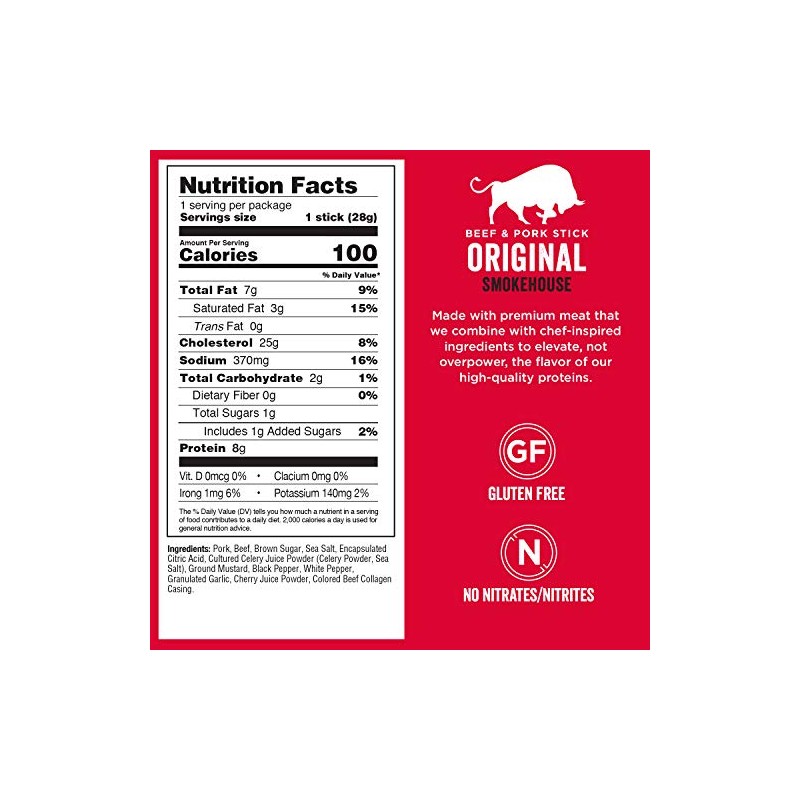 Chef's Cut Real Snack Beef and Pork Original Smokehouse Sticks,