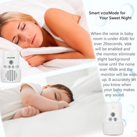 Audio Baby Monitor, Two Way Talk, High Sensitivity Microphone and Speaker, Rechargable Monitor with Night Light