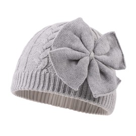Zsedrut Baby Girls Knit Hats Toddler Infant Beanie Caps Fashion Soft Warm Skull Hood Cap (Gray, L)