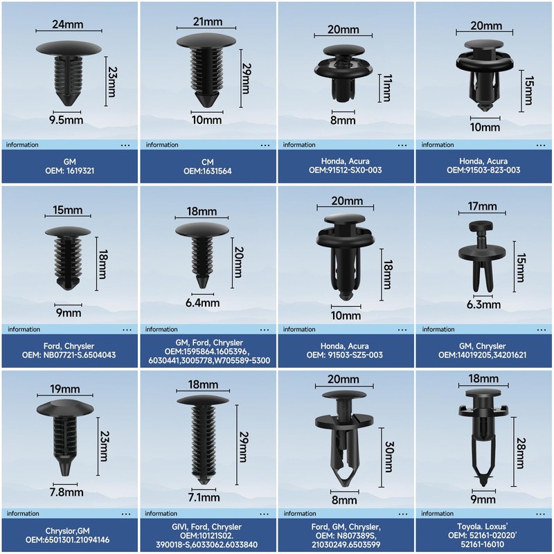 Einesin 240PCS Car Push Retainer Clips & Auto Fasteners Assortment,