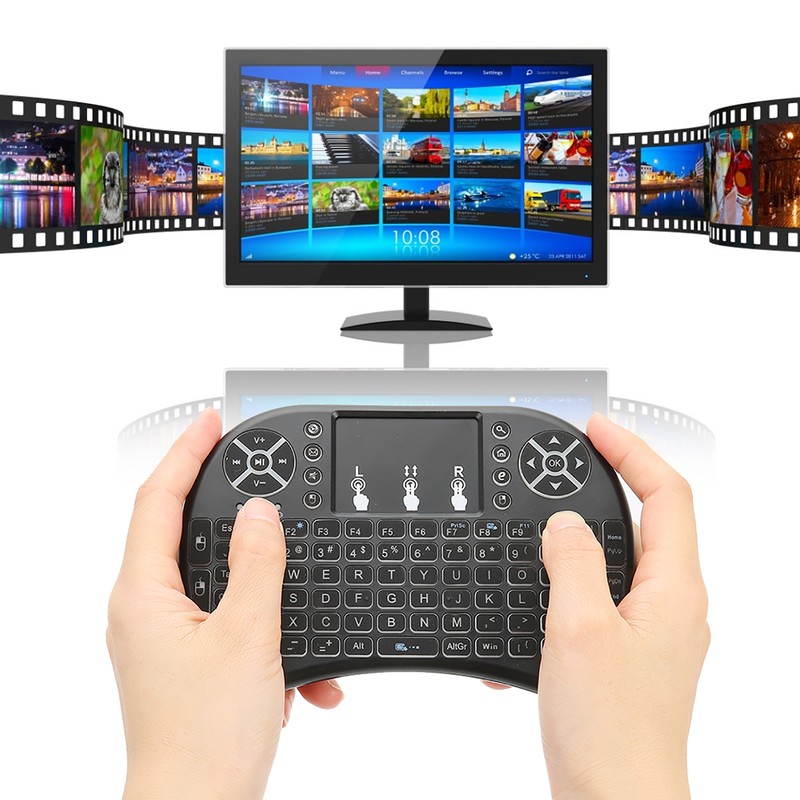 Mini Wireless Keyboard Backlit Black 2.4G RF 10-Meter Working Distance