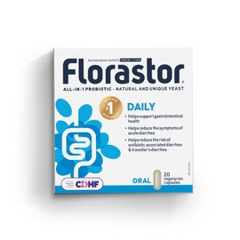 Florastor Florastor - Saccharomyces Boulardii CNCM I-745 - Daily All in One Probiotic - Gut Health & Digestive Support - Supports Immune System - The #1 Probiotic in class Worldwide - For Adults & Family 20 caps
