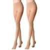 MANZI Women's 2 Pairs Classic Opaque Control-Top Tights with Comfort