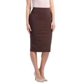 Fishers Finery Women's Ecofabric Ponte Stretch Long Pencil Skirt; Classic Fitted Midi Length with Back Slit (Java, XL)
