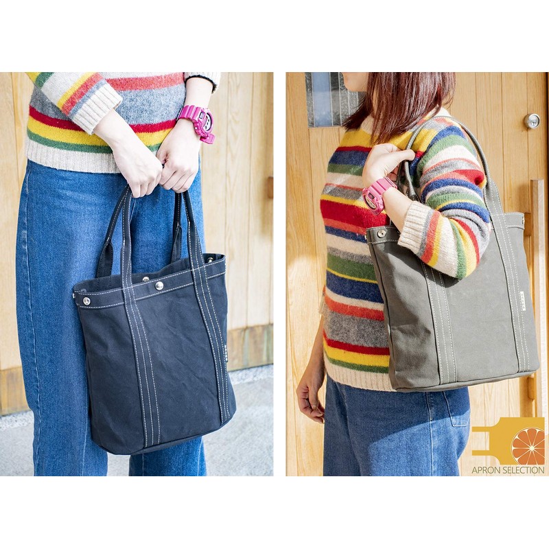 Hinomoto Canvas Waterproof Canvas Tote Bag, M No.217M, green (moss