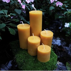 Beeswax Pillar Candles/Handcrafted with 100% Pure Natural Beeswax / 5 Sizes/Honey Aroma/Large Cylinder/Wedding Event/Party/Gift (Set 3"x5" + 3"x6" + 3"x9", Yellow)