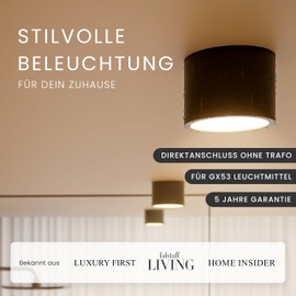 MATO 3x Surface-Mounted Spotlight GX53 Black - IP44 Splash-proof - Diameter 80 x 60 mm - Surface-Mounted Spotlight with GX53 Socket - Aluminium Ceiling Spotlights Surface-Mounted 230 V, Surface