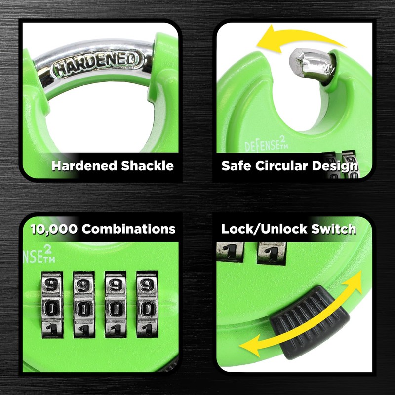 DEFENSE2 Disc Lock for Storage Unit 4 Digit Combination Lock