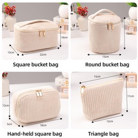 Cong.Lai 4er Set Kosmetiktasche Kulturtasche Damen: Kulturbeutel Make Up Tasche - Tragbare Schminktasche Makeup Bag Kinder Waschtasche Groß für Alltag und Reisen (Beige)
