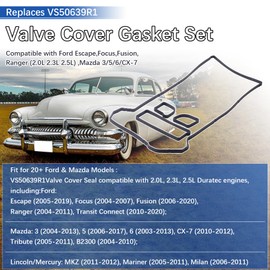 ORAEVY VS 50639 R1 Valve Cover Gasket Set, Compatible with Ford Escape,Focus,Fusion, Ranger (2.0L 2.3L 2.5L),Mazda 3/5/6/CX-7, Tribute Mercury Mariner Milan