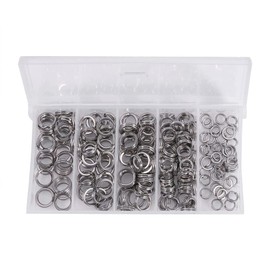 Tgpiao 200PCS 5Sizes Stainless Steel Fishing Split Rings,Heavy Duty Split Rings Solid Lures Connectors Fishing Tackle, Fishing Tackle Ring
