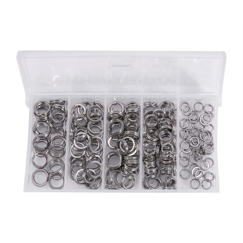 Tgpiao 200PCS 5Sizes Stainless Steel Fishing Split Rings,Heavy Duty Split