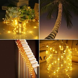 Solar String Lights Outdoor Waterproof LED Strip Rope Tube Lamp Christmas Fairy Garland St
