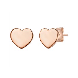 Glanzstücke München Women's Stud Earrings Heart Sterling Silver Rose Gold-Plated Earrings Heart Shape Rose Gold Ear Jewellery Women Teenager Girls, Silver