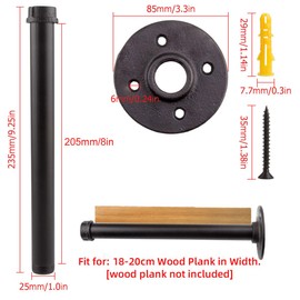 4PCS Industrial Pipe Shelf Brackets 8 inch Black Iron Rustic Pipe Brackets for Shelves, Vintage Furniture Decor, Wall Mounted DIY Shelving Brackets, Garment Rack Hardware