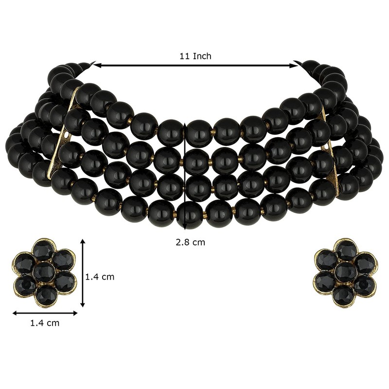 I Jewels Juego de gargantilla de perlas blancas chapadas en