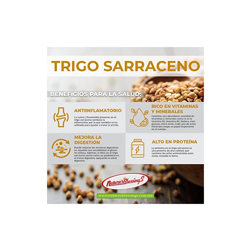 Nature's Blessings Granos de Trigo Sarraceno o Alforfon Orgánico 500g