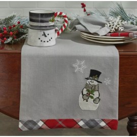 Park Designs Snowman & Holly Applique & Embroidery Table Runner 36" L Park Designs Christmas
