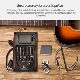 Guitar Preamp, Digital Tuner Equalizer Acoustic Guitar Pickup EQ PS-500 5Band Equalizer Pickup for Acoustic Guitar