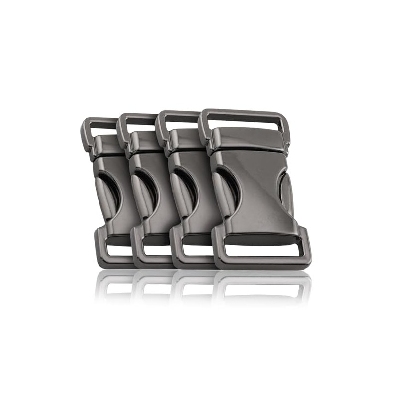Ganzoo Metal Buckle Click Clasp with Spring Clasp, Titanium, Set
