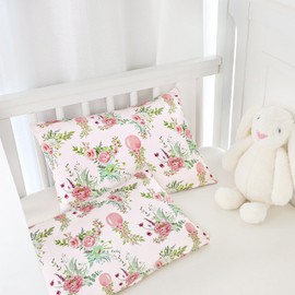 ManFaiSky 2 Pack Toddler Pillowcase, 13x18 Toddler Pillow Cases with Envelope Closure, Soft & Comfortable Travel Pillow Case Cover Boys Girls, Pink Floral