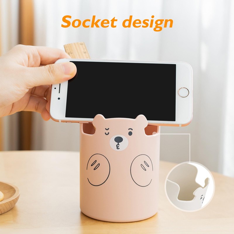 Aipeeo Pen Holder, Pencil Holder, Pen Holder, Round Bear Shape,