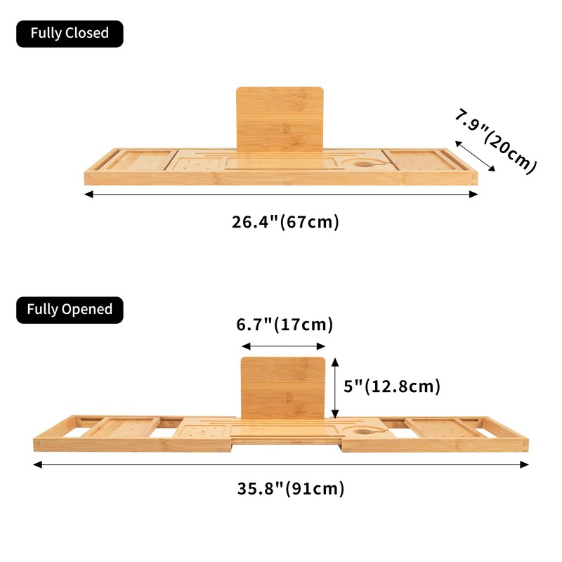 Utoplike Bamboo Bathtub Tray Caddy for Tub, Bath Table Bathroom