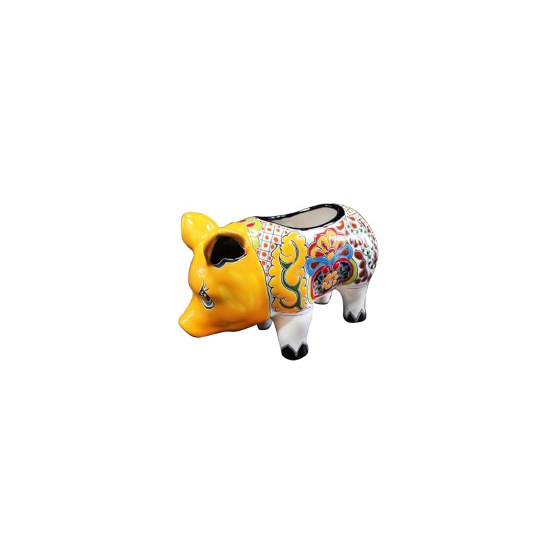 Talavera Pig Planter - 9.25"h X 6"w X 13.5"l Decoration