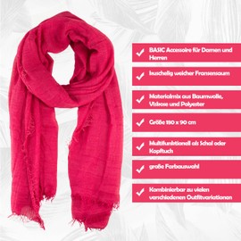 Fashionchimp® Women's Basic Scarf in Trendy Colours with Soft Fringed Hem - White