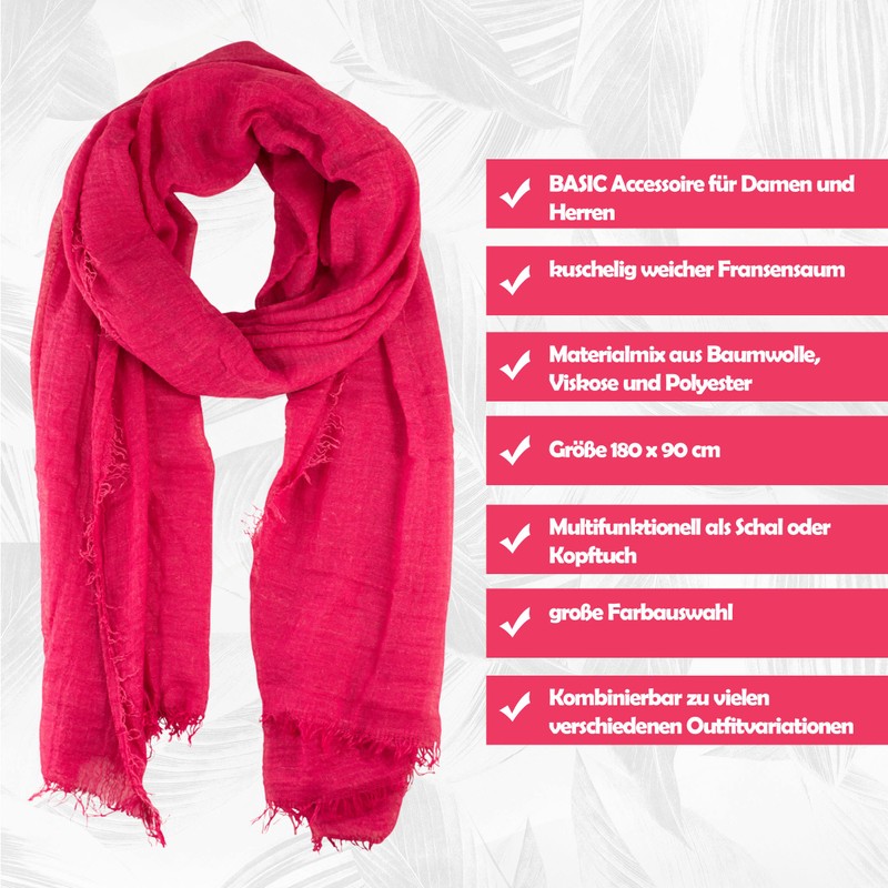 Fashionchimp® Women's Basic Scarf in Trendy Colours with Soft Fringed