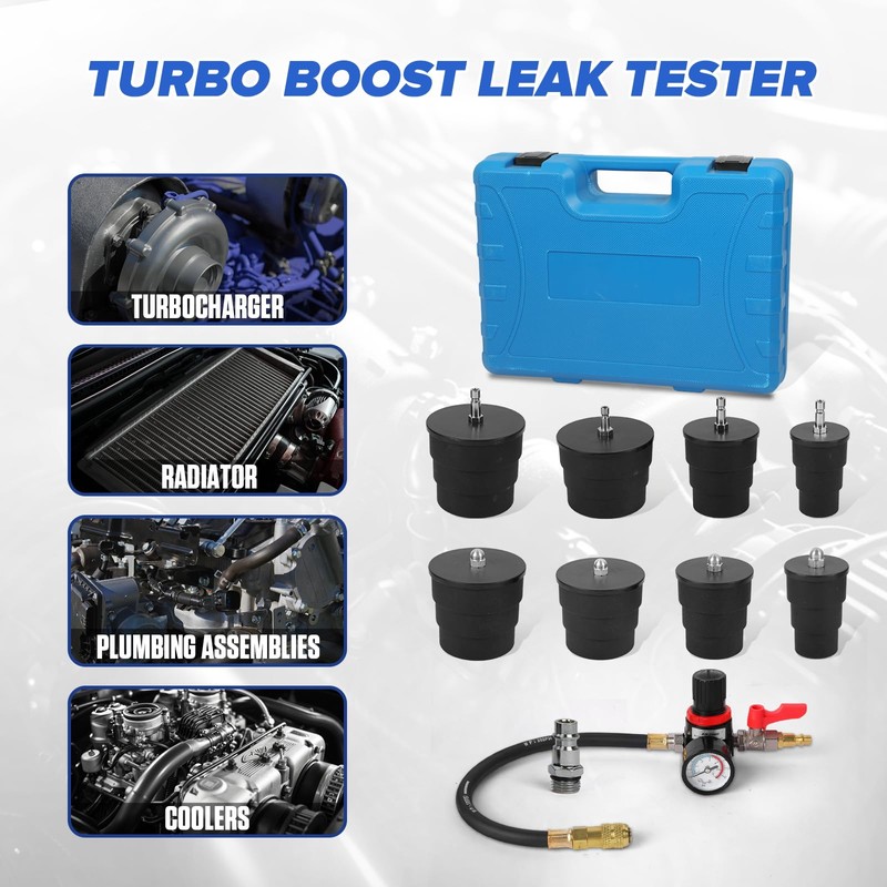 Turbo System Leakage Tester Kit,10 Pcs Boost Leak Tester with