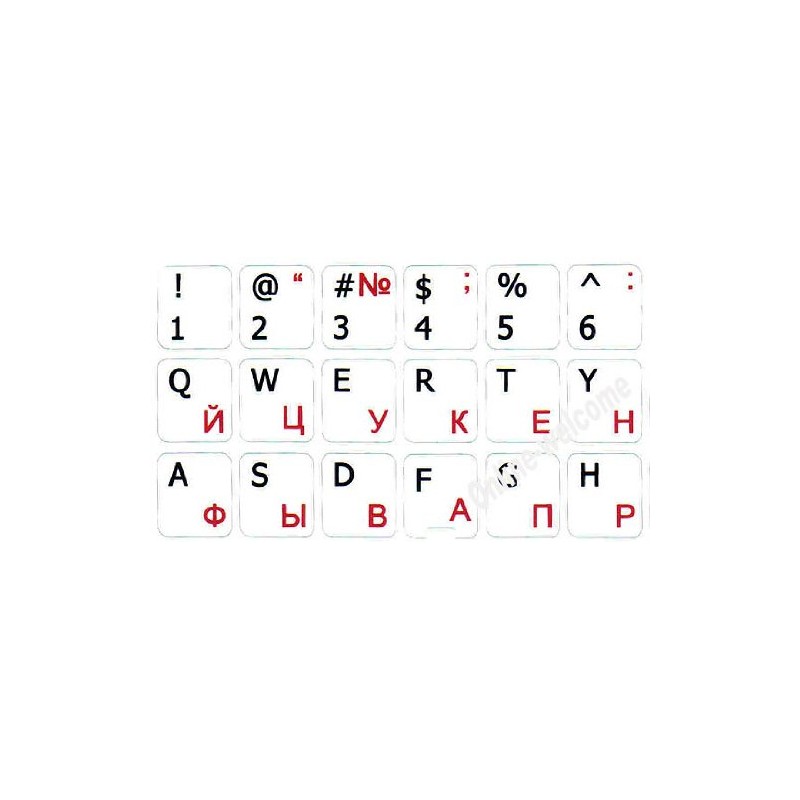 Russian-English Non Transparent Keyboard Stickers with White Background for PC