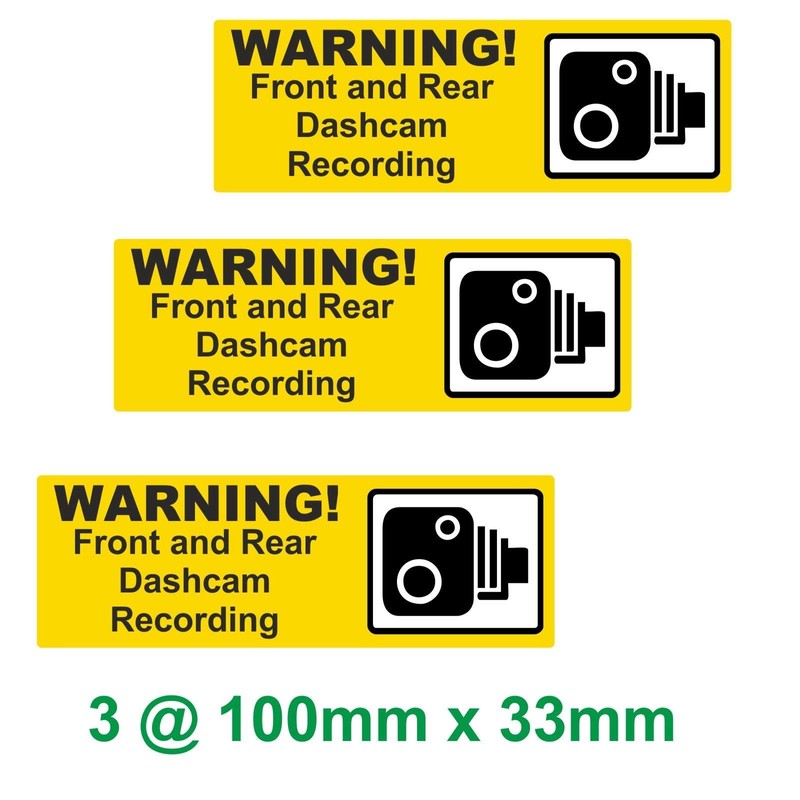 Dash Cam Recording Weatherproof Warning Stickers set of 5 Taxi