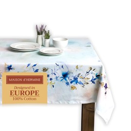 Maison d' Hermine 100% Cotton Table Cover - 60"x108" Rectangle Decorative Tablecloth - Tablecloths for Dining, Wedding, Farmhouse & Parties - for Spring & Summer - Lazy Summer Days Collection