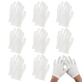 NYGGTYK 8 Pairs of White Gloves, Simple Breathable Gloves, Children's Gloves, Performance Party Props, Label Gloves for Boys and Girls, Party Costume Accessories, White, M