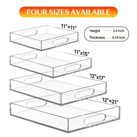 Jusmoo Large Serving Platter with Handles-12x21 Crystal Food Serving Trays for Party-Deep Comercial Display Tray for Buffet Parties, Weddings