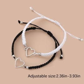 Matching Couple Bracelets Gifts for Girlfriend Boyfriend Birthday Gifts for Wife Husband Heart Bracelet Gift for Bf Gf Friends Friendship Bracelets for Men Women Best Friend Bracelets for 2