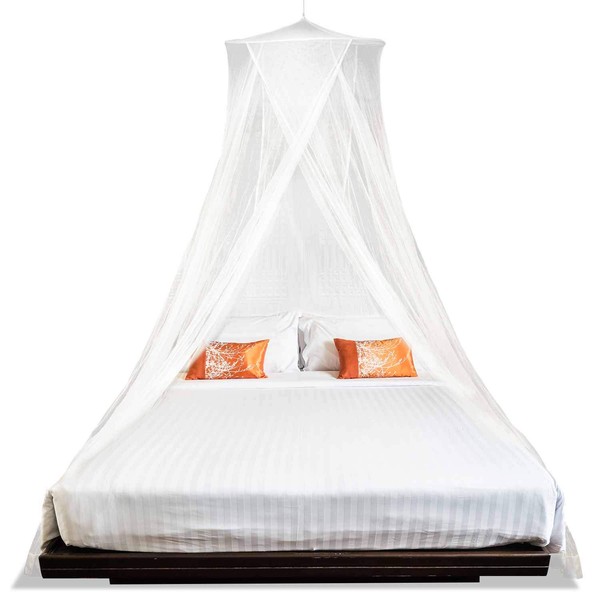 MEKKAPRO Extra-Large King Mosquito Bed Net, Made for King Queen and Twin, Two Openings Netting | Bed Canopy Curtains, White Mosquito Netting