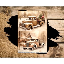 AB Studios Sepia Christmas Truck Duo | Rice Paper | A4 Paper for Decoupage