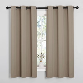NICETOWN NICETOWN Sleek Blackout Curtains 63 inches Length for Small Windows, Noise Reducing and Block Draft Panels for Door Doorway Laundry Office Luxury Decor Theme (2 Panels, Taupe, W42 x L63 -Inch)