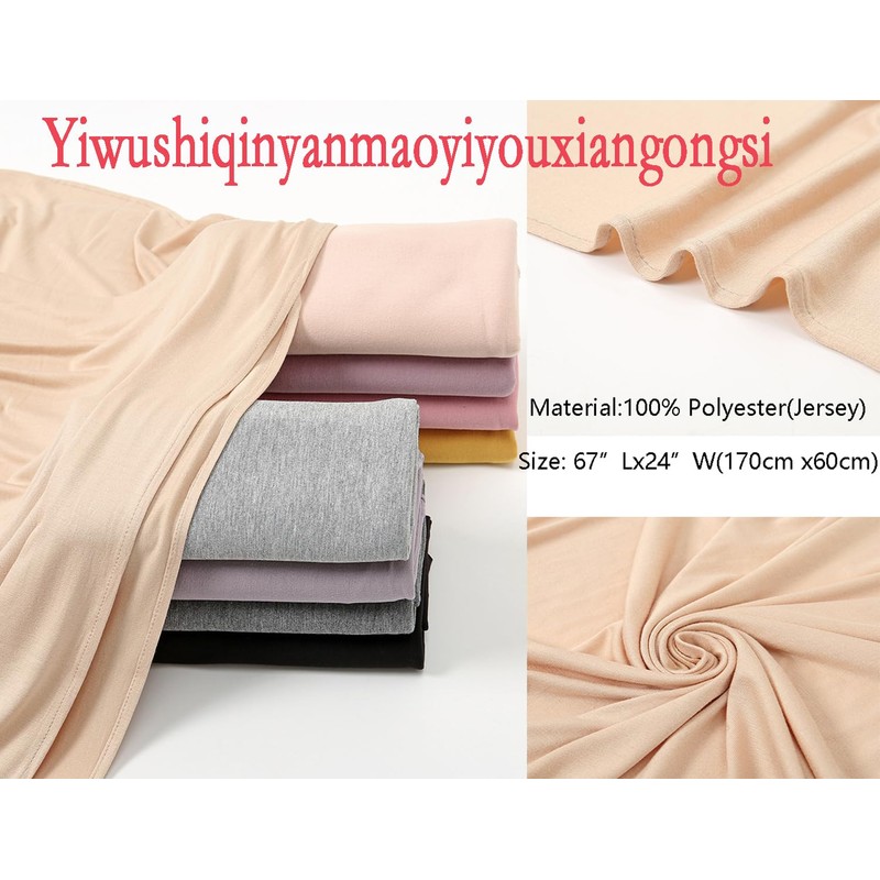 ENSTILER 2PCS Solid Color Jersey Hijab Lightweight Soft Muslim Head