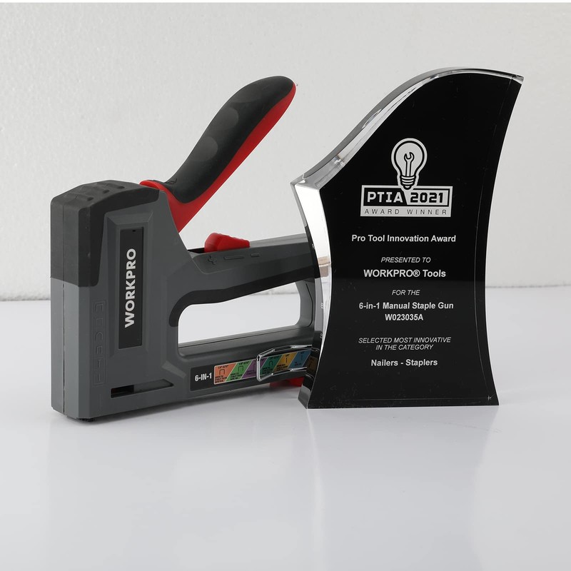 WORKPRO Staple Gun, 6-in-1, Manual Brad Nailer with 4000 Counts
