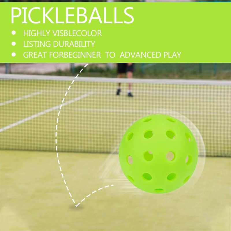 6 - Pack Pickleball Balls, 40 Holes Outdoor Pickleballs, High
