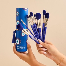 Spectrum 10 Piece Evil Eye Makeup Brush Set | Professional Brushes for Foundation, Cheeks, Concealer, Powder, Eyes, Lips & Brows