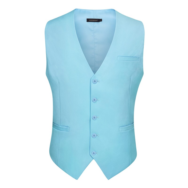 HISDERN Chaleco de traje para hombre con 3 bolsillos para