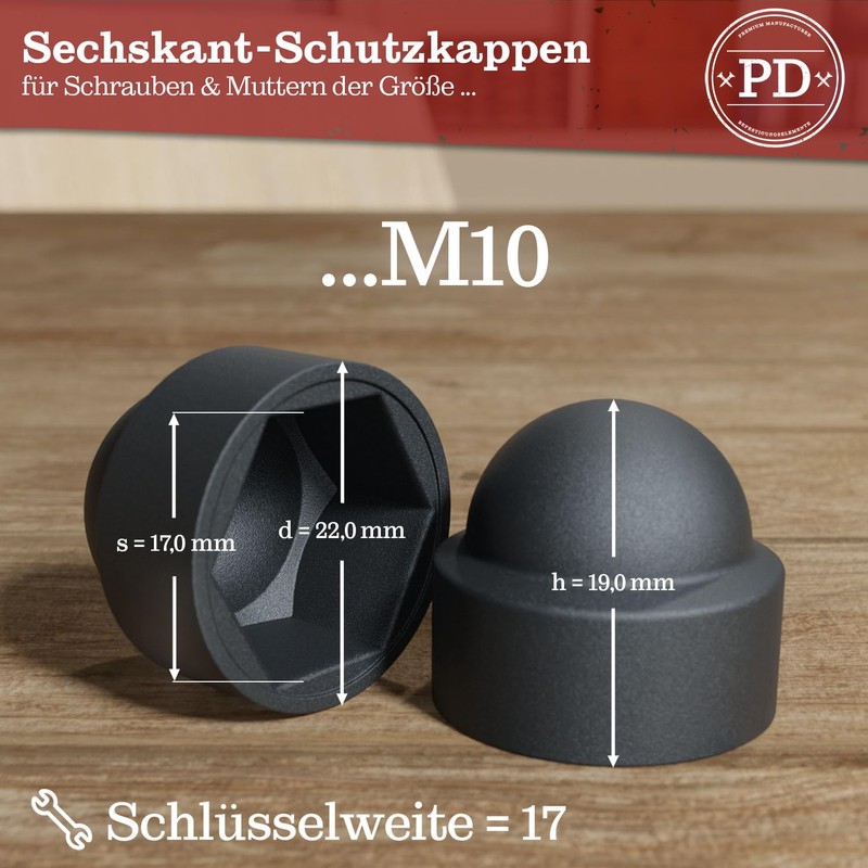 PD® Hexagonal protective caps M10 (wrench size 17), cover caps