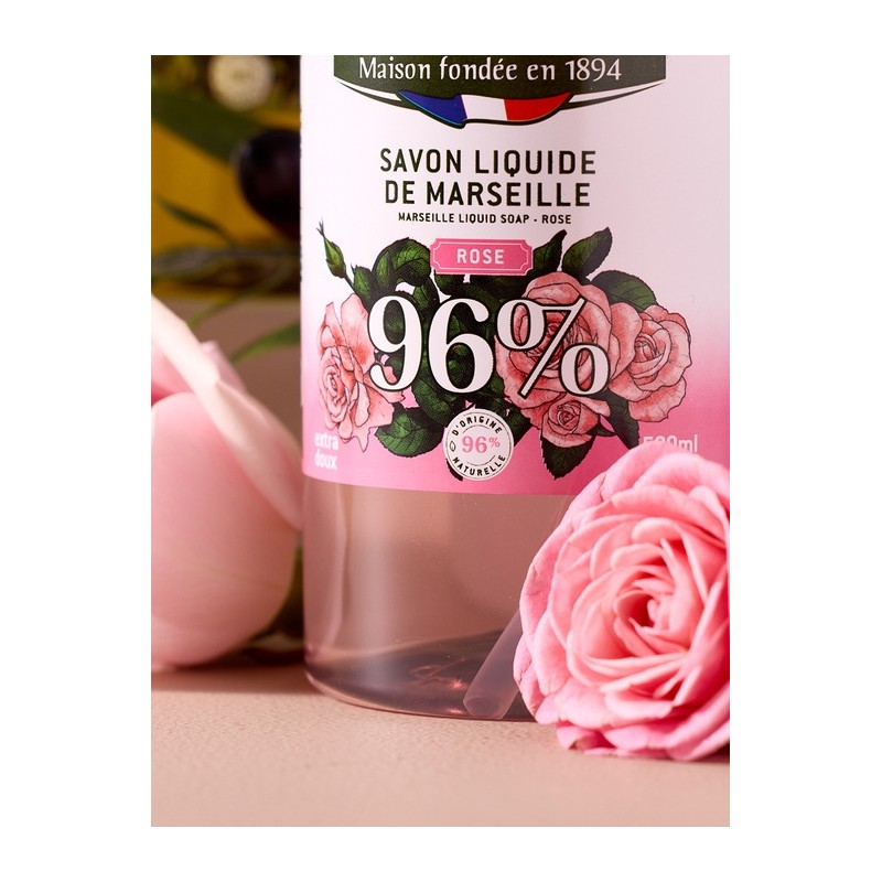 Original Marseille All-in-One Liquid Soap Hypoallergenic Cleanser Rose 500ml /
