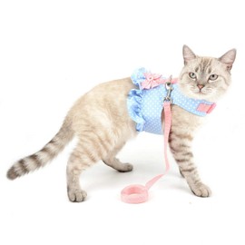 SELMAI Cat Harness and Leash for Walking Escape Proof Dot Vest Harness for Small Dogs Boys Girls Kitten Puppies Easy on Jacket Soft Padded Cat Vest for Walking Outdoor Spring Autumn M
