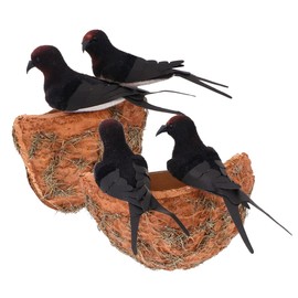 Toddmomy 2 Sets Simulated Swallow Nest Bird Ornament Simulation Bird Nest with Bird Simulation Bird Nest Decoration Easter Egg Decorating Kit Bird Nest Figurines Tree Bird Foam Miniature