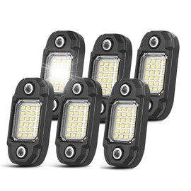 LY8 6Pods White Rock Lights 24 LEDs Chips Neon Trail Rig Lamp Underglow Lights for Cars Trucks SUV ATV UTV Boats (White)